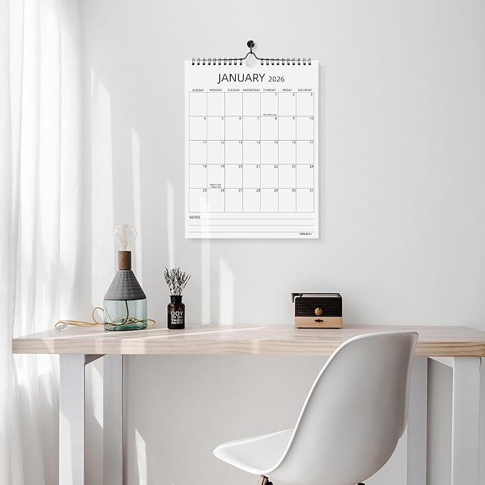 Wall Calendar 2026, 18 Months Calendar January 2026 to June 2027, 8.5"×11" Hanging Calendar for Home Office School Planning (Simple, Vertical)