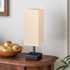 aooshine Linen Black Small Table Lamp - Bedside Lamp for Bedroom, Minimalist Nightstand Lamp with Silver Base, Desk Lamp for Kids Room Dorm