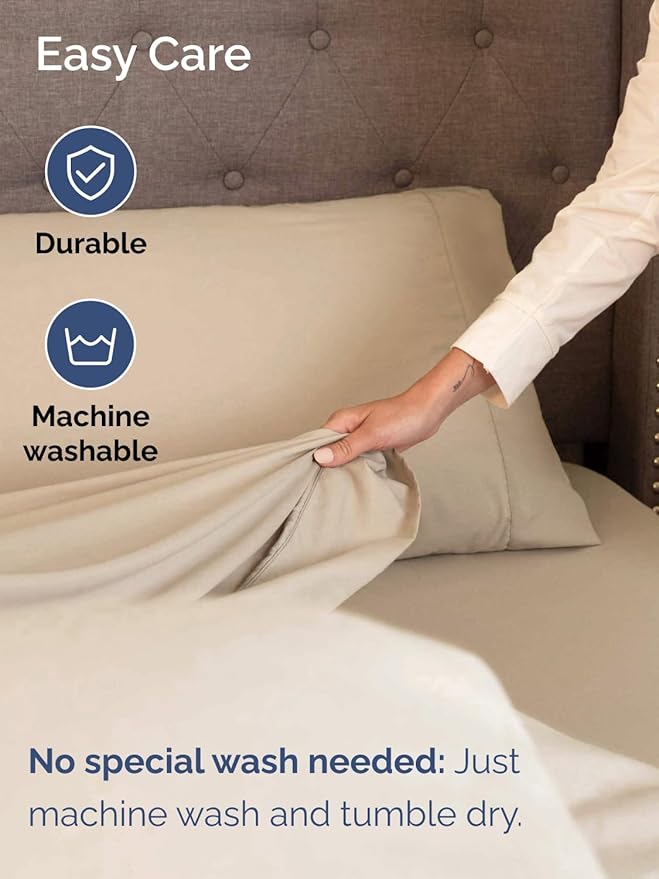 Extra Deep Pocket Cal King Sheets - 4 Piece Breathable & Cooling Bed Sheets - Hotel Luxury Bed Sheet Set - Soft, Wrinkle Free & Comfy - Easily Fits Extra Deep Mattresses - Deep Pocket Cream Sheets Set