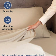 Extra Deep Pocket Cal King Sheets - 4 Piece Breathable & Cooling Bed Sheets - Hotel Luxury Bed Sheet Set - Soft, Wrinkle Free & Comfy - Easily Fits Extra Deep Mattresses - Deep Pocket Cream Sheets Set