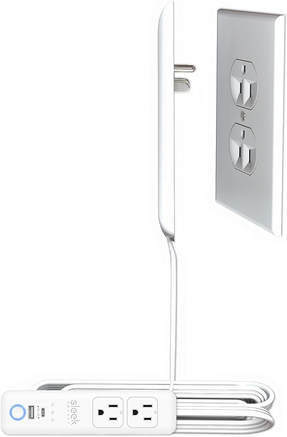 Smart Sleek Socket: Universal Outlet Concealer with Wi-Fi Smart Power Strip