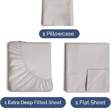 Extra Deep Pocket Twin XL Sheets - 3 Piece Breathable & Cooling Bed Sheets - Hotel Luxury Bed Sheet Set - Soft, Wrinkle Free & Comfy - Easily Fits Extra Deep Mattresses - Deep Pocket Light Grey Sheets