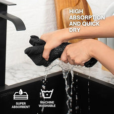 100% Cotton Waffle Weave Kitchen Dish Towels – Solid, Ultra Soft, Scratch-Free & Superb Absorbent - Quick Drying Cleaning Towels,Perfect disch Cloth 13 x 28-12 Pack, Black