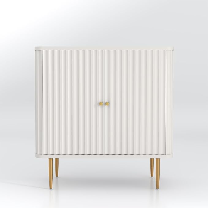 32" Sideboard Buffet Cabinet with Storage,Modern Accent Cabinet with 2 Door and Removable Shelves,Credenza Buffet Table for Living Room,Dinning Room,Entryway,White