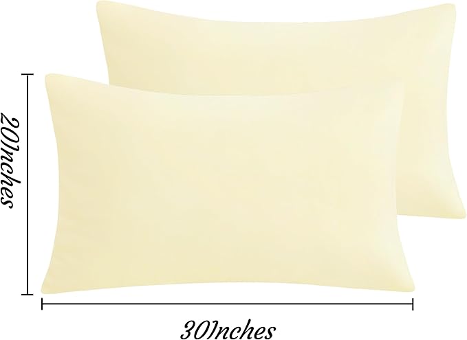 NTBAY Queen Pillow Cases Set of 2, 2 Pack Brushed Microfiber 20x30 Pillow Cases, Soft, Wrinkle, Fade, Stain Resistant Ivory Pillow Cases with Envelope Closure, 20x30 Inches, Ivory