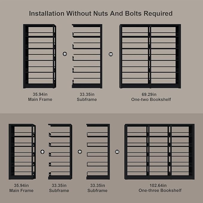 Black Subframe - Cannot be Used Alone, Need to be Used in Conjunction with The 68.9" Tall Main Bookshelf
