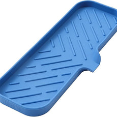 Silicone Bathroom Soap Dishes with Drain Spout-Bathroom and Kitchen Sink Organizer,Sponge Holder,Dish Soap Tray,Perfect for Dispenser,Scrubber,Bottle,Cup on Sink or Counter-Lichen Blue 12