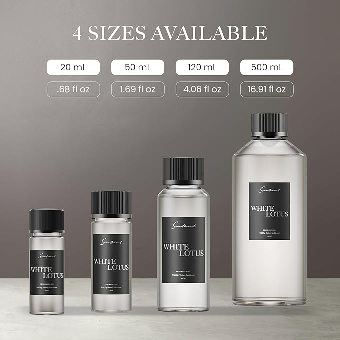 Scentiment Diffuser Oil - White Lotus | Aromatherapy Home Fragrance | Inspired by 5-Star Hotels | Luxurious Scent with Notes of Wild Fig, Vetiver, Almond, Sandalwood (120 mL)