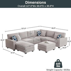 Legend Vansen Modular Sectional Sofa U Shaped Couch with Ottoman Modern Reversible Corner Sectional Couch for Living Room (Light Grey, U Shaped Sofa-3)
