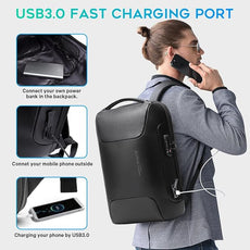 BANGE Genuine Leather Laptop Backpack Fits 15.6 Inch,Anti Theft Business Back Pack with TSA Lock, Office Work Backpack with USB3.0 Charging Port for Men and Women…