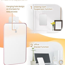 OMIRO Desk Makeup Mirror, 8 x 5 inches Table Mirror with Foldable Stand and Hanging Hole for Shaving and Travelling, Pink