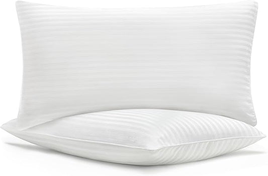 Casual Living Bed Pillows King Size Set of 2, Cotton Covers, Back, Stomach or Side Sleepers, Cooling Down Alternative, Washable, 20-inch x 36-inch, King Bed Pillows, White
