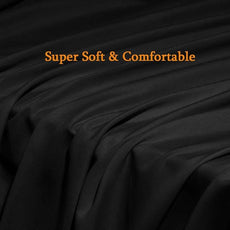 SONORO KATE Bed Sheet Set Super Soft Microfiber 1800 Thread Count Luxury Egyptian Sheets Fit 18-24 Inch Deep Pocket Mattress Wrinkle-6 Piece (Black, Full)