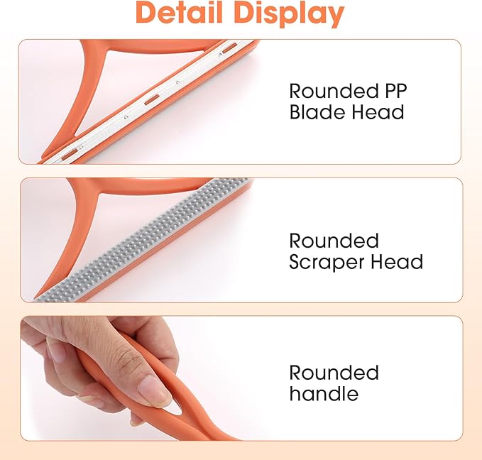 Manual Lint & Pet Hair Remover, Portable Fabric Fuzz Cleaner and Fur Removal Brush for Clothes, Carpets, Furniture, and Car Seats – Reusable Hair Removal Tool for Home and Pets (Orange)