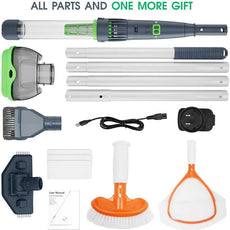 All in ONE Rechargeable Pool & Spa Vacuum 90 Mins Working for Hot Tub, Small Above Ground&Inground Pool, Magnetic Drive Tech, Spa Skimmer Net, Brush,25µm Ultra Fine Mesh Filter