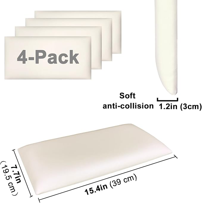 3D Anti-Collision Wall Padding for Kids Self-Adhesive 4PCS Grey headboard Panels for Wall Peel and Stick headboard