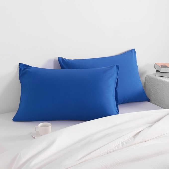 NTBAY King Pillow Cases Set of 2, 2 Pack Brushed Microfiber 20x36 Pillow Cases, Soft, Wrinkle, Fade, Stain Resistant Royal Blue Pillow Cases with Envelope Closure, 20x36 Inches, Royal Blue