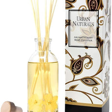 Urban Naturals Vanilla Orchid and Almond Scented Reed Diffuser Oil Set | Rich, Nutty Fragrance with Almond, White Orchid, Coconut Milk, Vanilla and Amber | Great Holiday Home Air Freshener