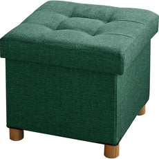 BRIAN & DANY 15 Inches Ottoman with Storage, Square Small Storage Ottoman Foot Rest with Legs, Ottomans Foot Stool for Dorm, Living Room, Entryway (Dark Green)