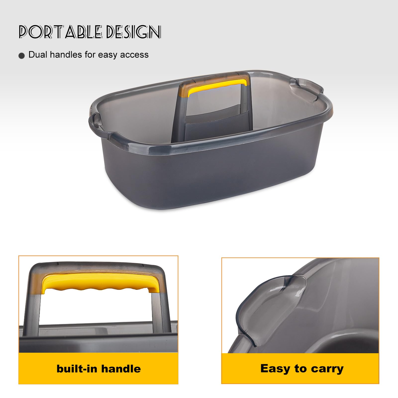 JiatuA Large Cleaning Supplies Caddy Portable Shower Basket Supply Organizer with Handle Plastic Bucket Tool Storage for Bathroom, Bedroom, Kitchen, College Dorm, Garden, Dark Gray Dormly