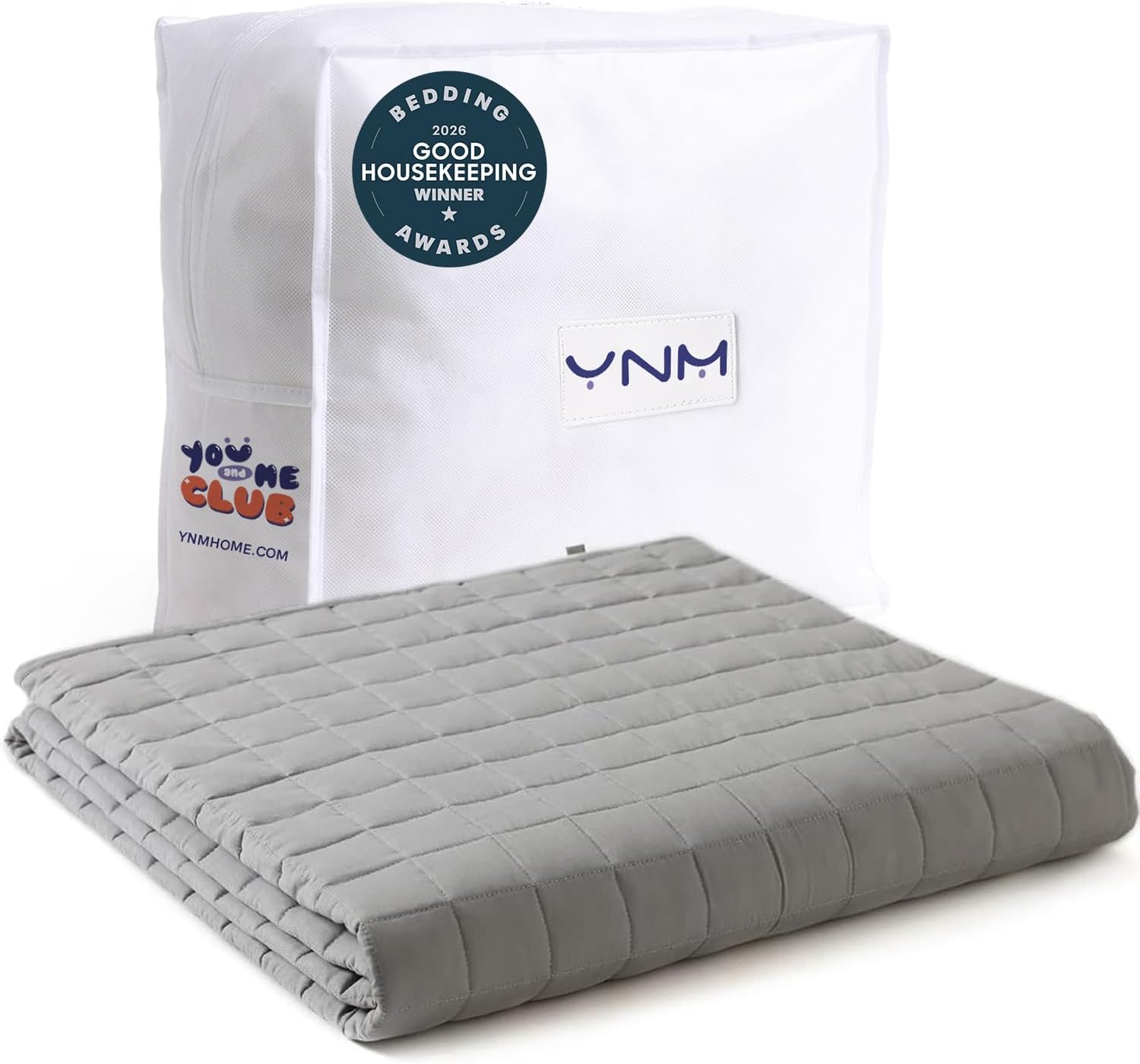 YnM 15lbs Weighted Blanket for Adults, Heavy Bed Throw Blanket with Cooling Glass Beads for All Season Use, Ideal for ~140lbs (48x72 Inches, Twin/Full, Dark Grey)