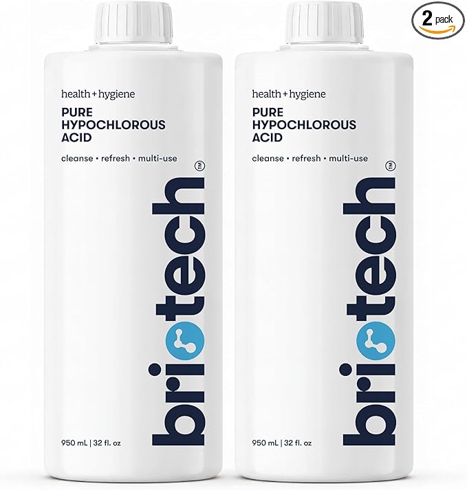 BRIOTECH Pure Hypochlorous Acid Cleanser, Original Premium HOCl Topical Solution, Multi-Purpose Cleaner, Family Approved & Pet Friendly, 32 fl oz Refill (2 Pack)