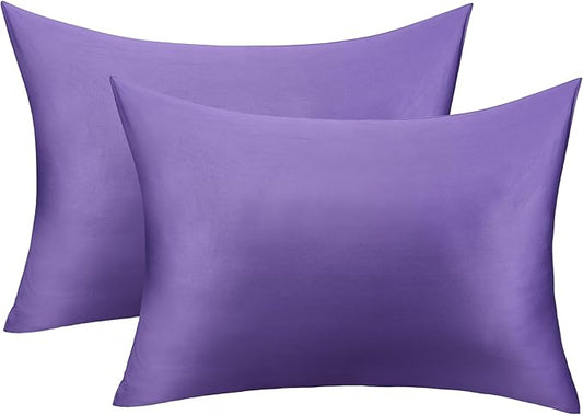 Cotton Pillow Case with Zipper Queen Size (30" L x 20" W) Cotton Pillow Protectors Cover Set of 2 - Lavender Pillowcovers - Pillows Not Included