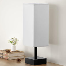 aooshine Gray Small Bedside Lamp for Bedroom - Minimalist Nightstand Lamp with Silver Base