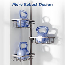 Corner Shower Caddy Tension Pole,Adjustable 30-120 Inch Bathroom Organizer Storage,Rustproof 6-Tier Shower Corner Shelves,Towel Rack, Toothbrush Holder, Soap Dish Organizers