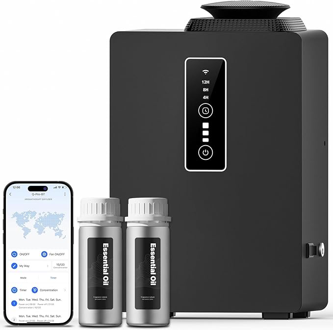 2026 Upgraded 1000ML HVAC Scent Diffuser Machine Kit, Includes 2 Premium Oils, Coverage 6000 Sq.Ft, APP WiFi Control, Waterless Cold Air Aromatherapy Essential Oil Hotel Scent Diffuser for Large Room