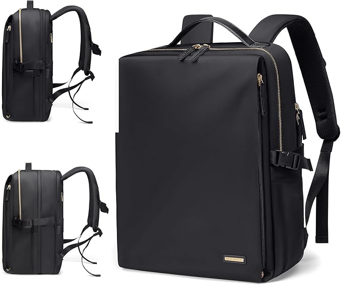 Stylish Laptop Backpack for Women Airline Approved Perfect for Work College and Travel Multi-Functional Casual Daypack Fits 17.3 Inch Notebook (Black)