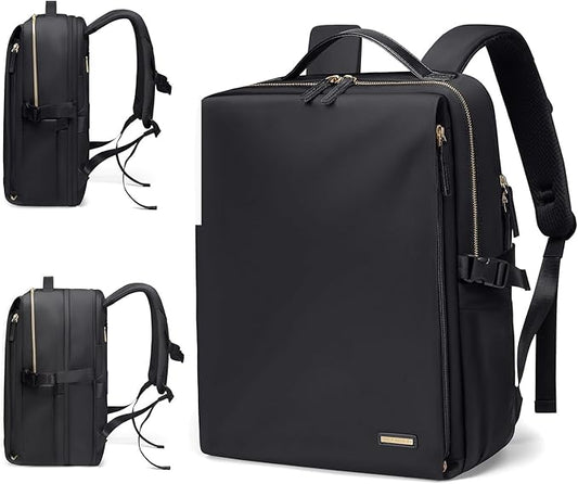 Stylish Laptop Backpack for Women Airline Approved Perfect for Work College and Travel Multi-Functional Casual Daypack Fits 17.3 Inch Notebook (Black)