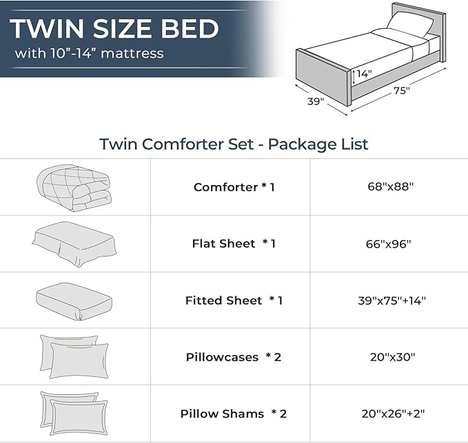 HEVUMYI Purple & Light Purple Twin Comforter Set - 5-Piece All Season Bed in a Bag Twin, Ultra Soft Bedding Set with Comforter, Flat Sheet, Fitted Sheet, Pillowcases, Pillow Shams
