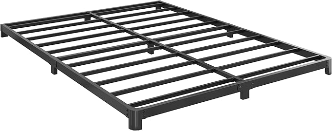 4 Inch Low Profile King Bed Frame with Rounded Corner Legs Heavy Duty Metal King Size Platform Bed Frame No Box Spring Needed, Easy Assembly, Noise Free, Black.