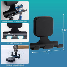 TAILI Powerful Suction Cup Razor Holder 2 Pack, Stylish 304 Stainless Steel Bathroom Suction Hooks for Towel, Loofah, Bathrobe, Shaver Holder for Shower Wall, Easy to Install and Reuse, Black