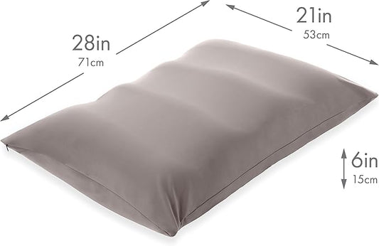Cover Only for Premium Microbead Bed Pillow, X-Large Extra Smooth - Ultra Comfortable Sleep with Silk Like Anti Aging Cover 85% Spandex/ 15% Nylon Breathable, Cooling Stone Grey