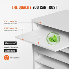 VEVOR Literature Organizers, 5 Compartments Office Mailbox with Adjustable Shelves, Wood Literature Sorter 13.9x12x13 inches for Office, Home, Classroom, Mailrooms Organization, EPA Certified, White