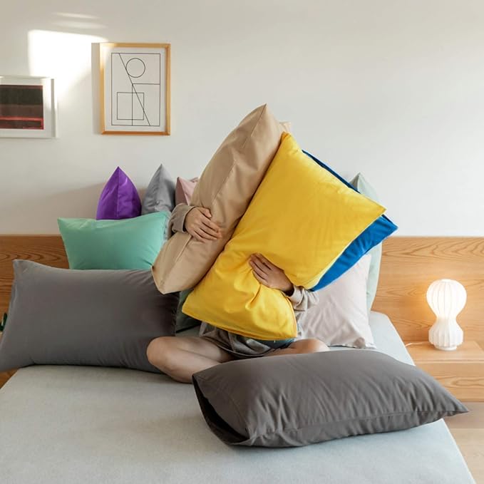 FLXXIE Microfiber Pillow Cases Standard Size, Soft Pillowcases with Envelope Closure, Wrinkle, Stain Resistant Pillow Covers, 20x26, Smoky Grey