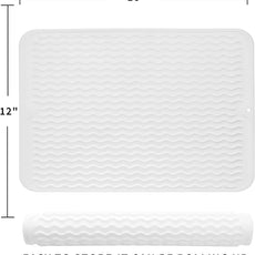 Silicone Dish Drying Mat for Multiple Usage,Easy clean,Eco-friendly,Heat-resistant Silicone Mat for Kitchen Counter or Sink,Refrigerator or drawer liner Translucent L 16 inches x 12 inches