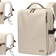 Stylish Laptop Backpack for Women Airline Approved Perfect for Work College and Travel Multi-Functional Casual Daypack Fits 17.3 Inch Notebook (Apricot)