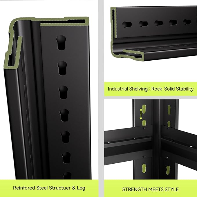 Extra Big/Large 55.12"Wide Father&I Industrial 6-Heavy-Dudy-Shelf-Rack Tall Metal/Steel Adjustable Garage Bin Storage Shelving Stand Shelves Units/System for Shed, 84" H*55.12W * 24" D, Black