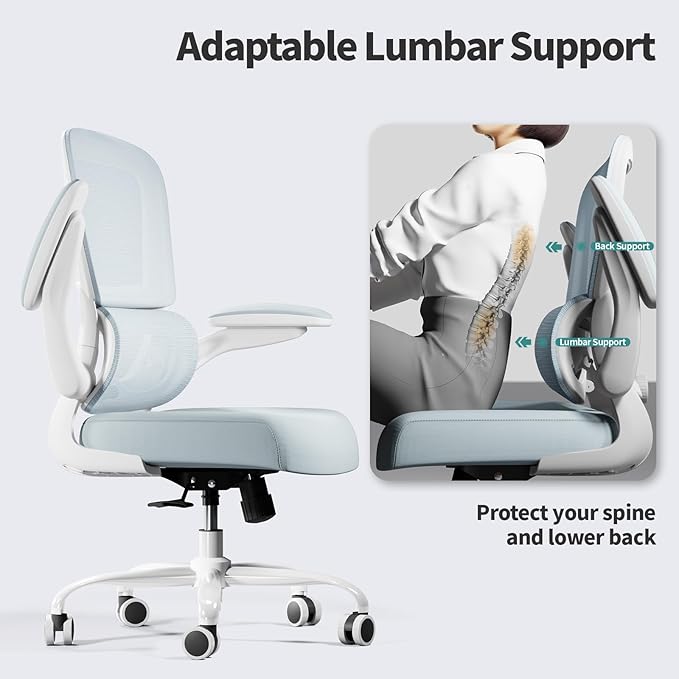 TRALT Office Chair - Ergonomic Desk Chair with Adjustable Lumbar Support, Mesh Computer Chair, Executive Chairs for Home Office Comfortable Lumbar Support (Navy Blue)