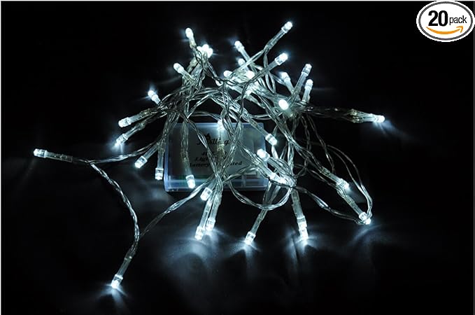 Karlling Battery Operated White 40 LED Fairy Light String Wedding Party Xmas Christmas Decorations(White,20 Pack)