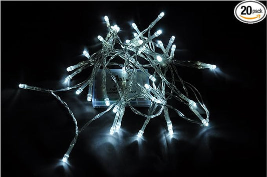 Karlling Battery Operated White 40 LED Fairy Light String Wedding Party Xmas Christmas Decorations(White,20 Pack)