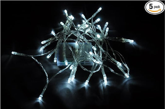 Karlling Battery Operated White 40 LED Fairy Light String Wedding Party Xmas Christmas Decorations(White,5 Pack)