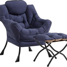 Cozy Lazy Chair and Ottoman, Large Contemporary Accent Lounge Chair Set, Leisure Upholstered Reading Armchair for Bedroom, Living Room, Dorm Rooms, Office