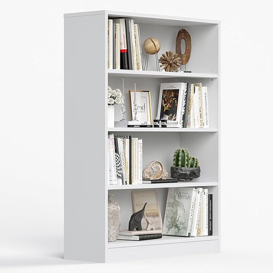 Farini 4 Shelf boockase Display Bookcase Freestanding Wooden Bookshelves for Home Office Living Room,48 Inch Height,White