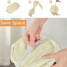 Durable Collapsible Laundry Baskets- Reinforced Mesh Pop Up Laundry Hamper with Side Pocket, Foldable Clothes Storage Hamper with Carry Handles for Laundry, Bathroom, Kids Room, Dorm or Travel Beige