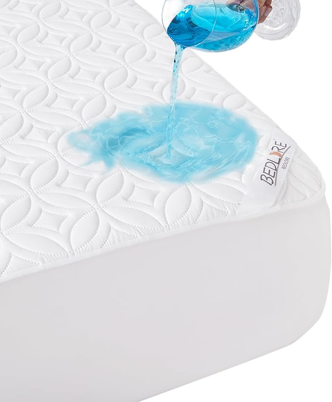 BEDLORE Waterproof Mattress Protector, Full Size Mattress Pad with Deep Pocket 6"-15" Depth, Soft Breathable Double Bed Mattress Cover for Bedroom, College Dorm, Hotel (White)