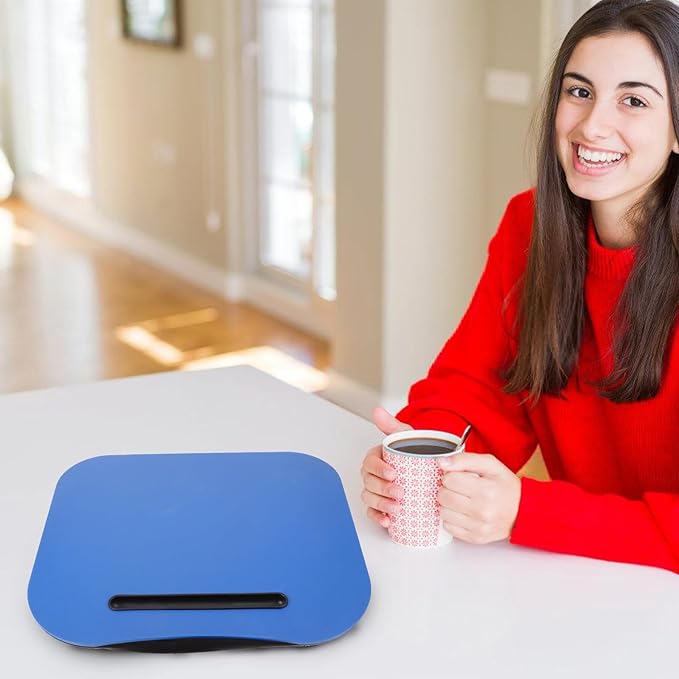 Portable Lap Desk with Cushion Pillow, Blue Laptop Table for Bed and Dormitory, Adjustable Tablet Holder and Computer Tray for Comfortable Writing and Work